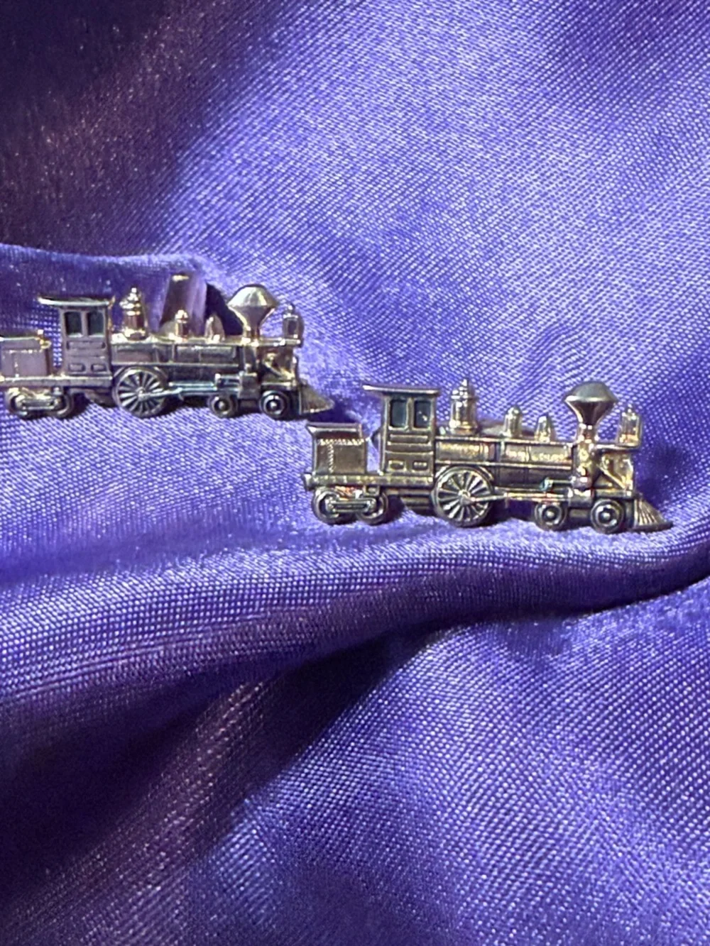Vintage HICOCK Cuff links Mid Century Train Engine Gold Tone